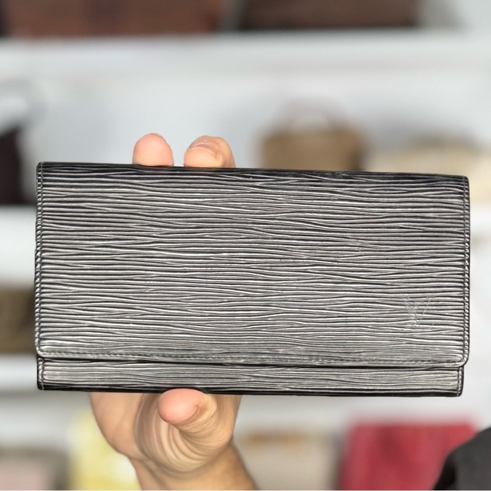 LV Black Epi Leather Long Wallet